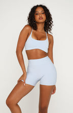 Keep Up High Waisted Shorts 4" Icy Blue