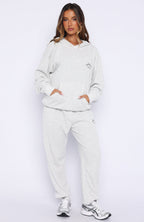 Moving Out Waffle Oversized Hoodie Light Grey Marle