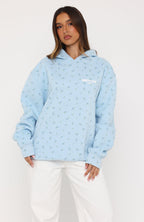 Offstage Printed Oversized Hoodie Blue Ditsy