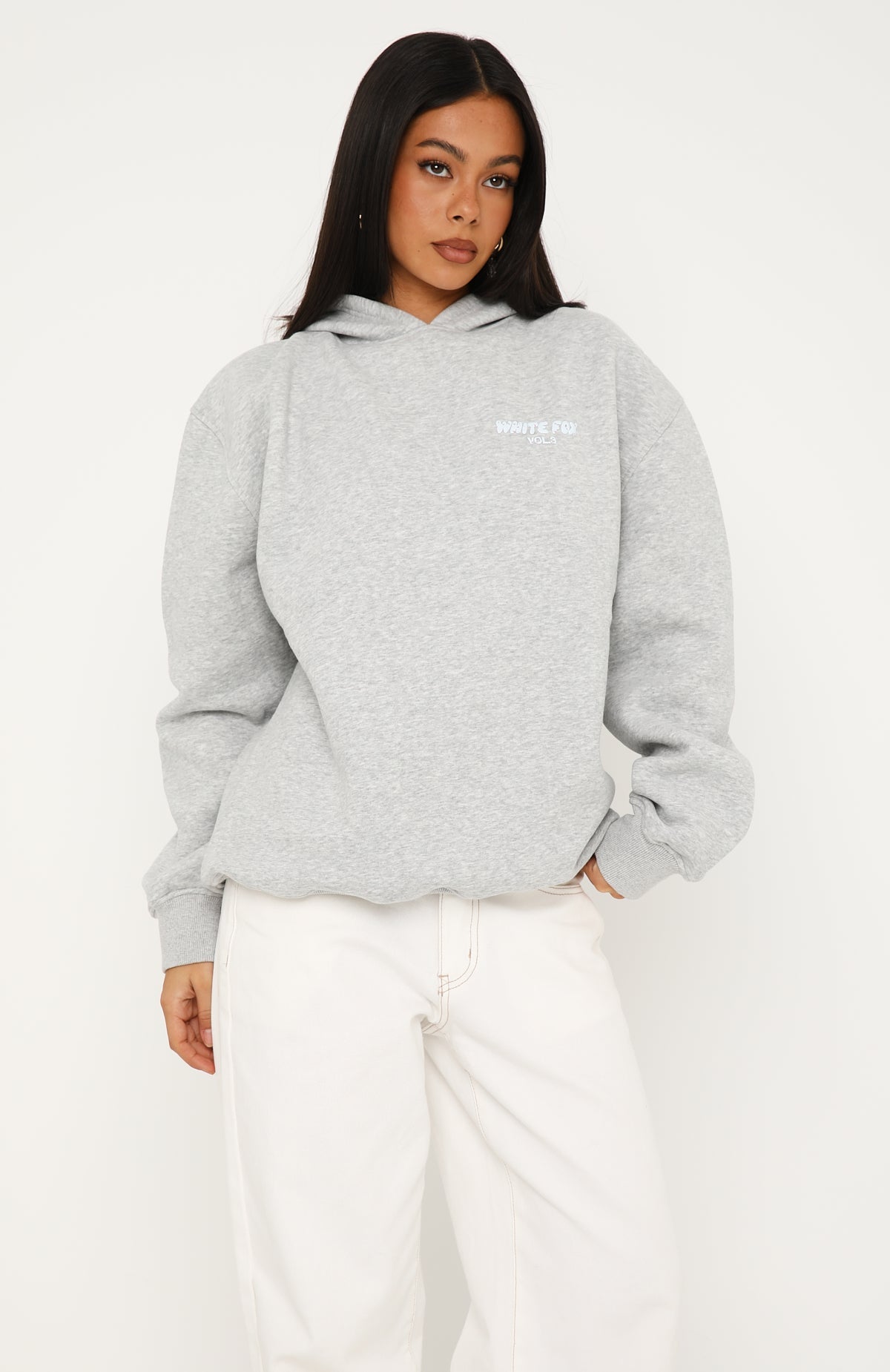 Offstage Printed Oversized Hoodie Dark Grey Marle