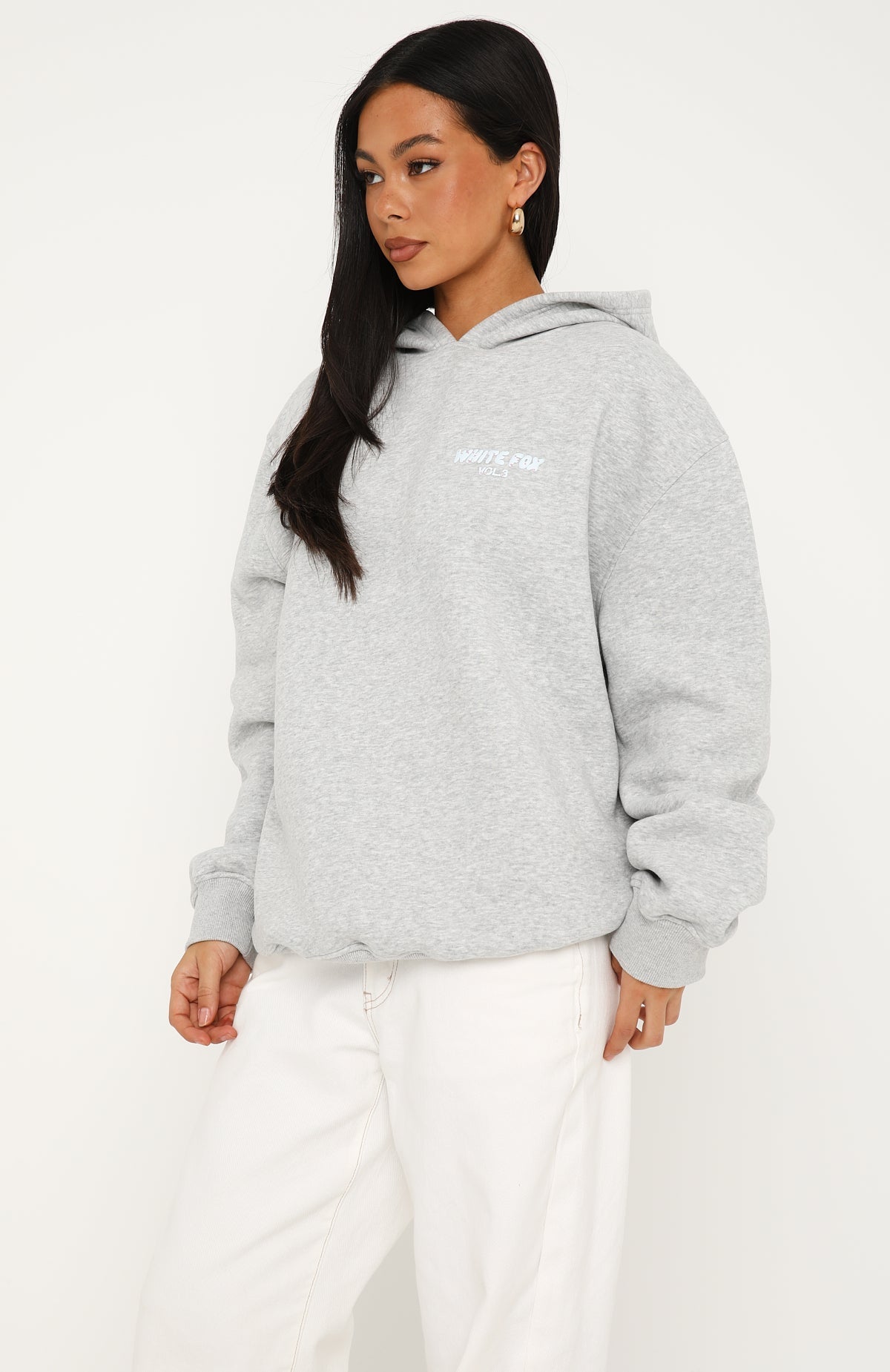 Offstage Printed Oversized Hoodie Dark Grey Marle