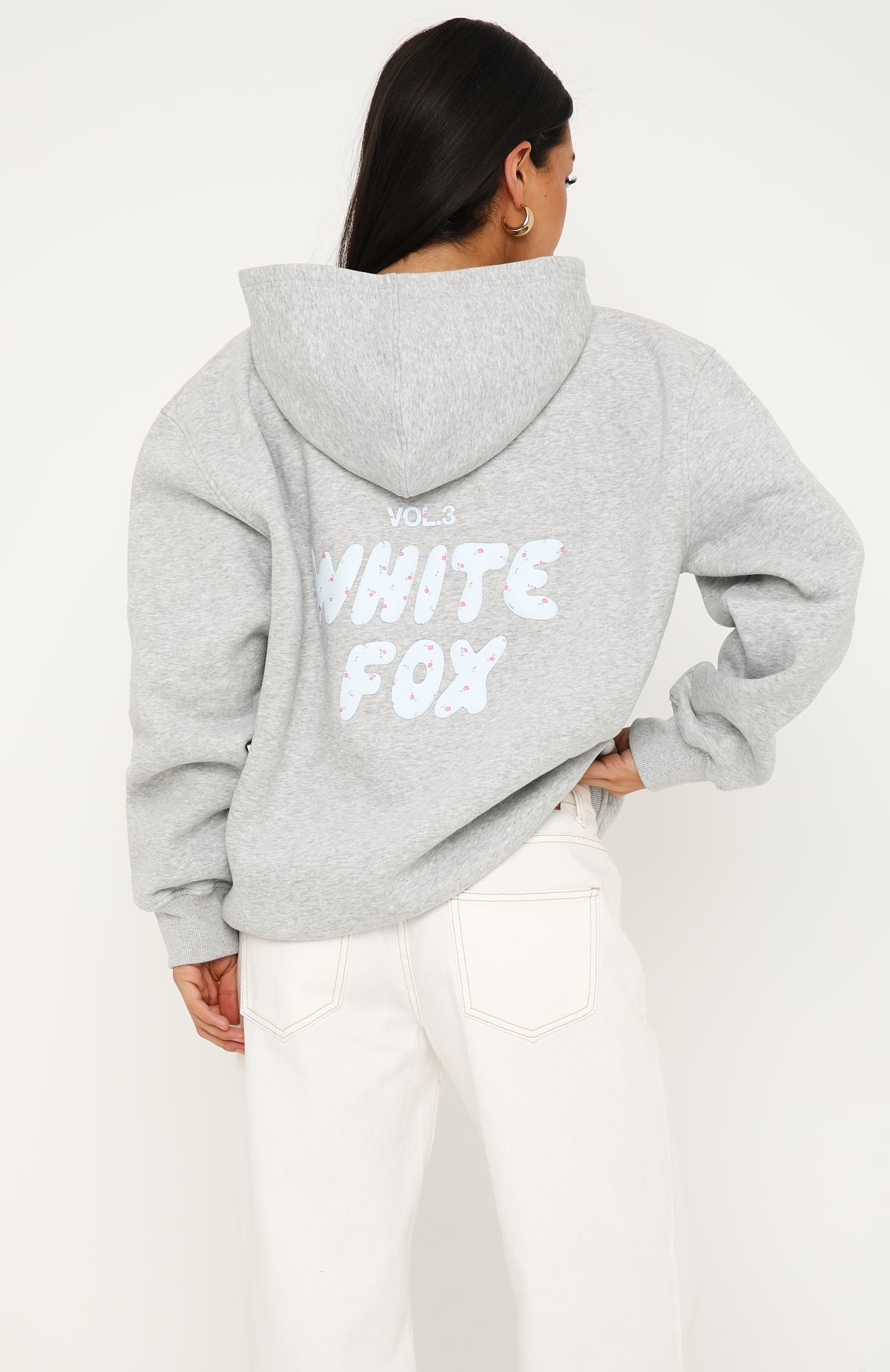 Offstage Printed Oversized Hoodie Dark Grey Marle
