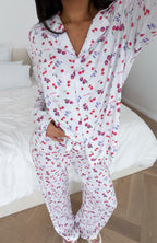 Pillow Talk Printed Long Sleeve Pyjama Set White Berries