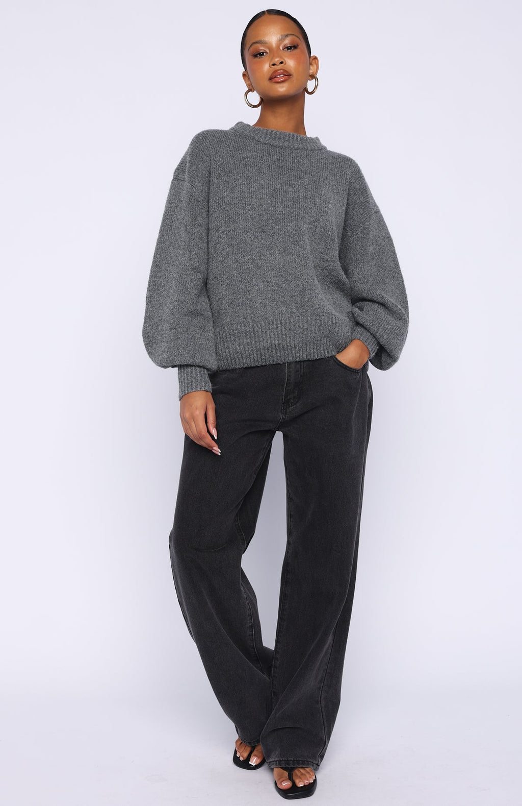 Sashi Knit Sweater Charcoal