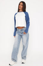 Say It Softly Long Sleeve Tee Blue