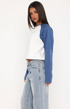 Say It Softly Long Sleeve Tee Blue