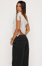 See My Love Multi Way Scarf Top White/Black Polka Dot