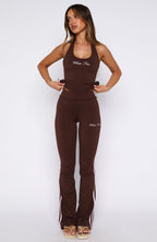 She Means Business Halter Top Chocolate
