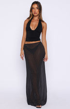 Sunday Strolls Maxi Skirt Black/White Polka Dot