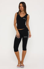 Sweet Enough Fold Over Capri Pants Black