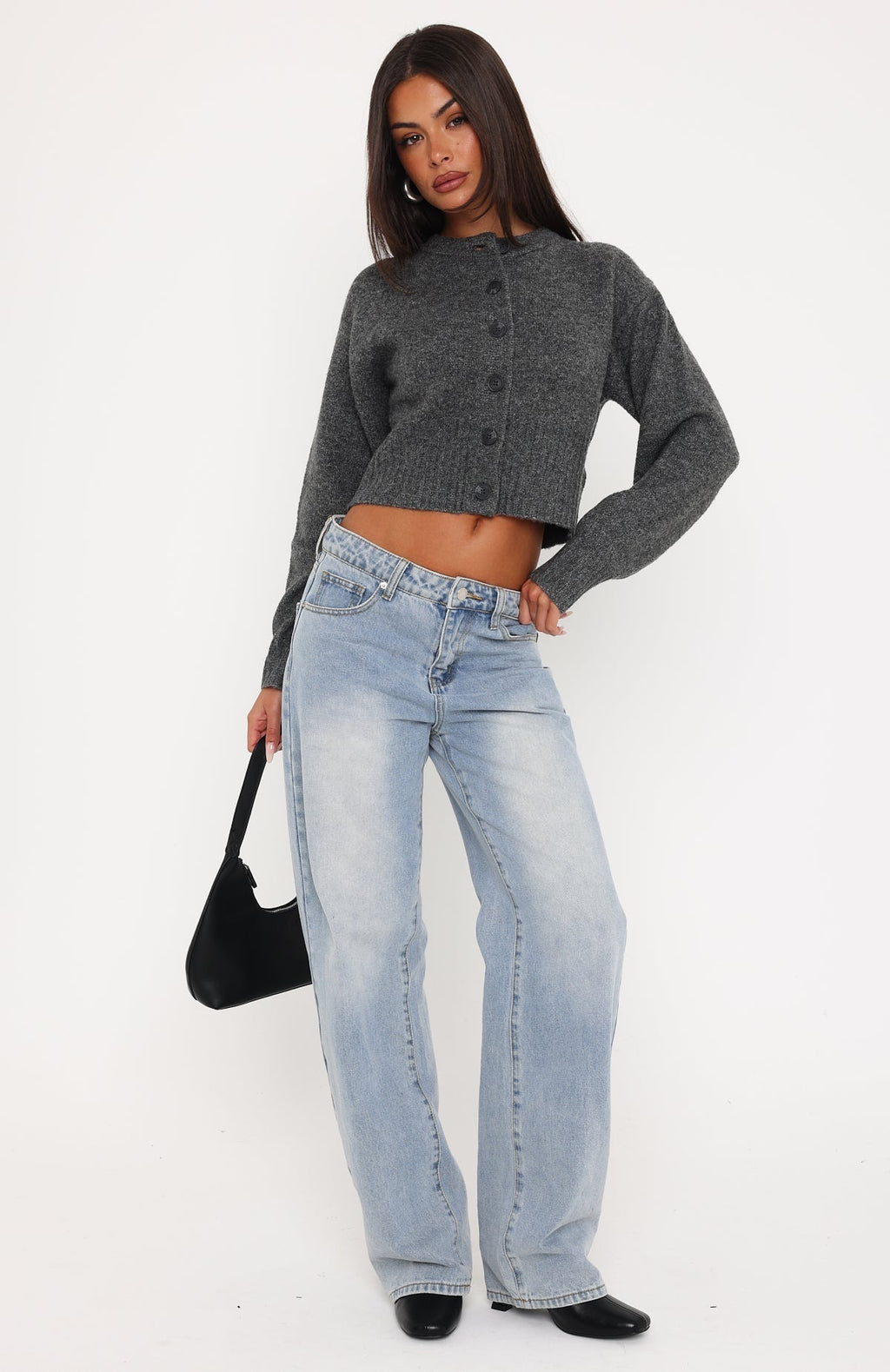 Willow Knit Cardigan Charcoal