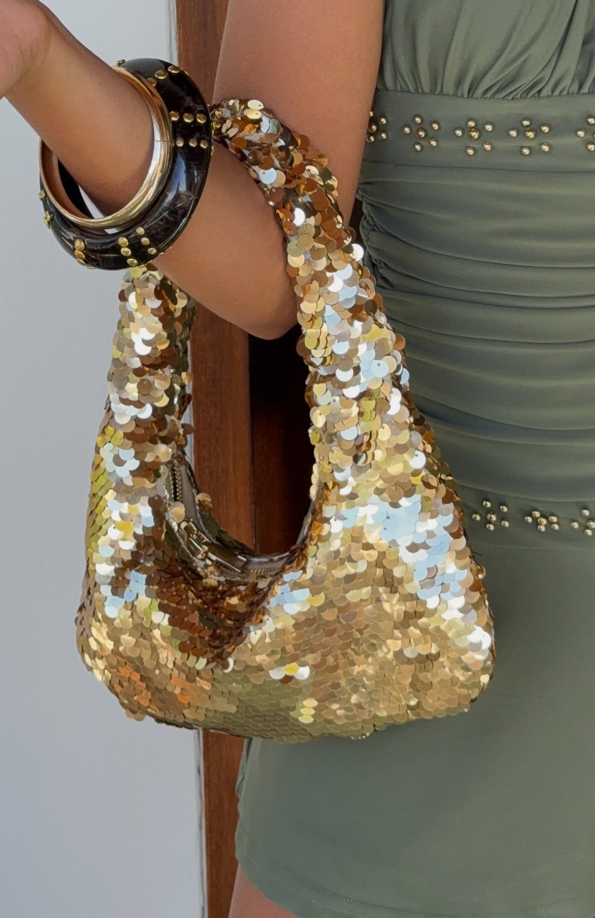 Kole Sequin Shoulder Bag Gold