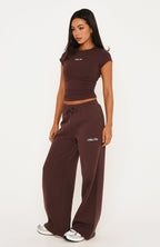 Wishing For It Wide Leg Sweatpants Chocolate