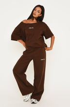 Wishing For It Off Shoulder Oversized Tee Chocolate