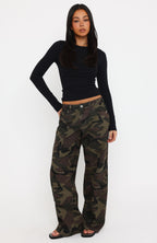 Maeve Low Rise Wide Leg Jeans Camo
