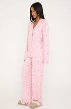 Pillow Talk Printed Long Sleeve Pyjama Set Pink Citrus